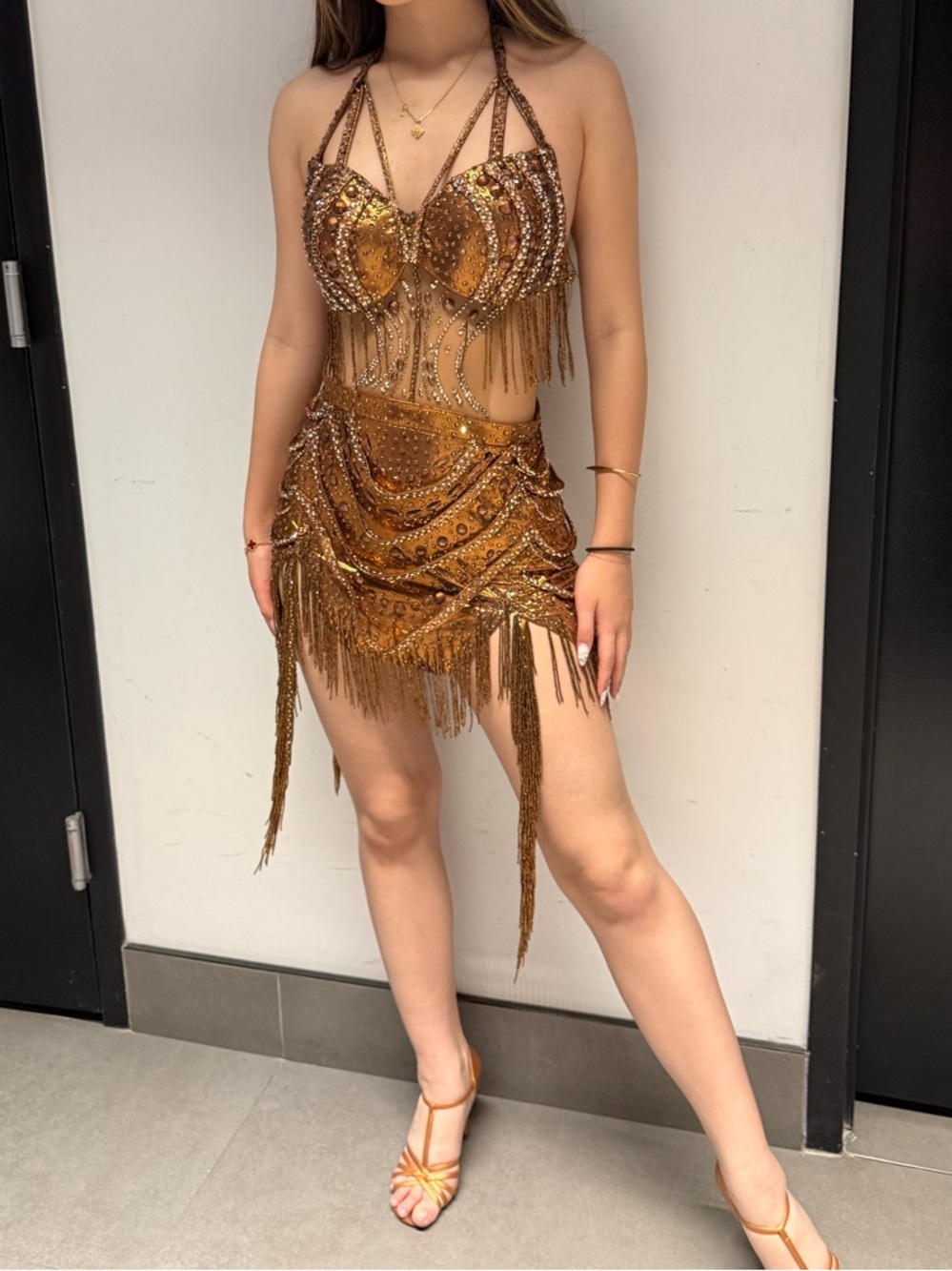 New Bronze latin dance dress